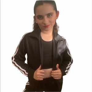 Track jacket & matching joggers w/ white stripes